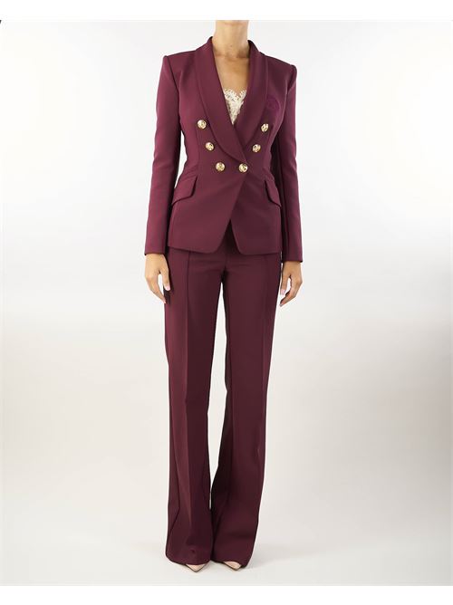 Double stretch crepe suit with shawl jacket and palazzo pants Elisabetta Franchi ELISABETTA FRANCHI | Tailleur | TP00246E2CG3